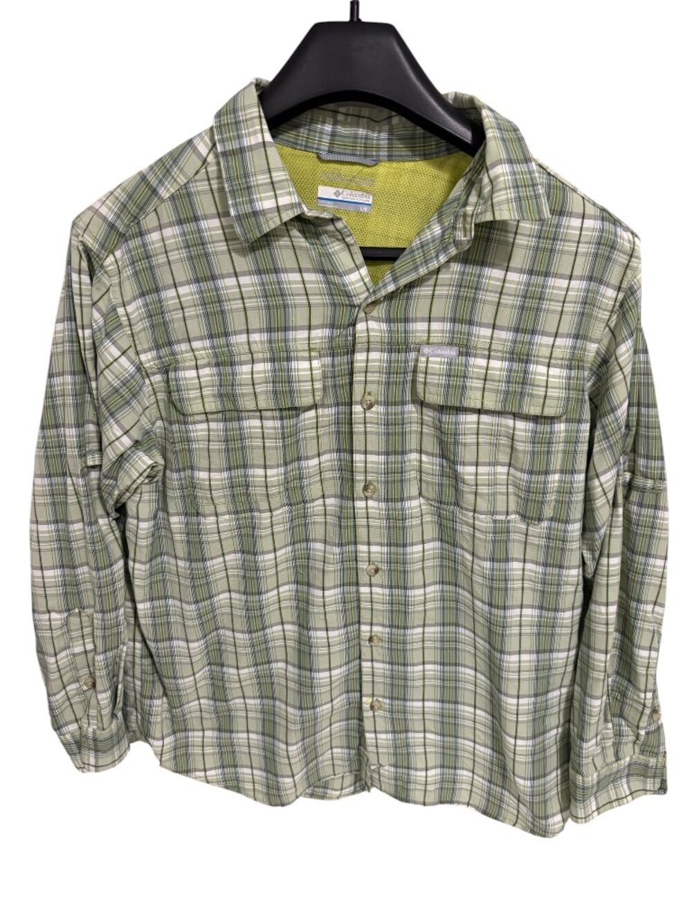 Columbia Long Sleeve Fishing Shirt Checkered Mens Large Omni-Wick Vented